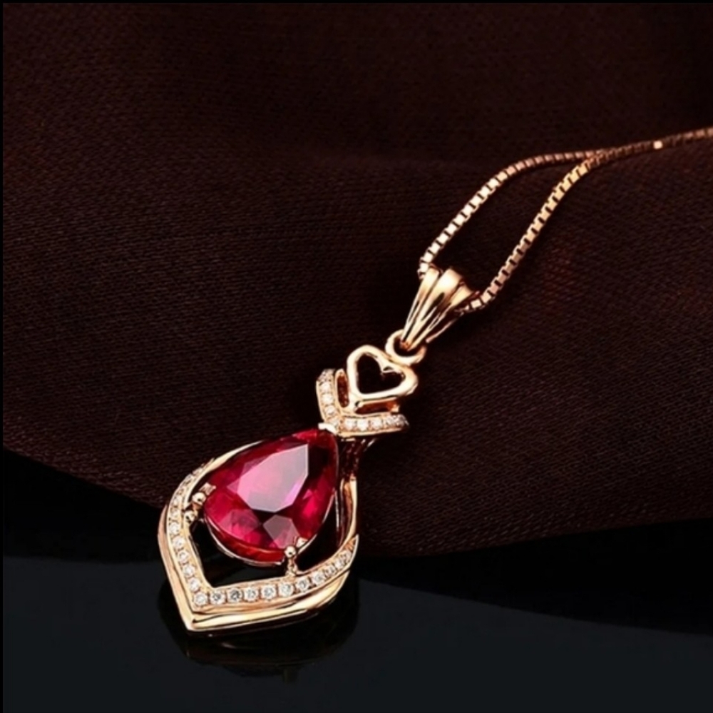 14k Rose Gold Ruby Necklaces